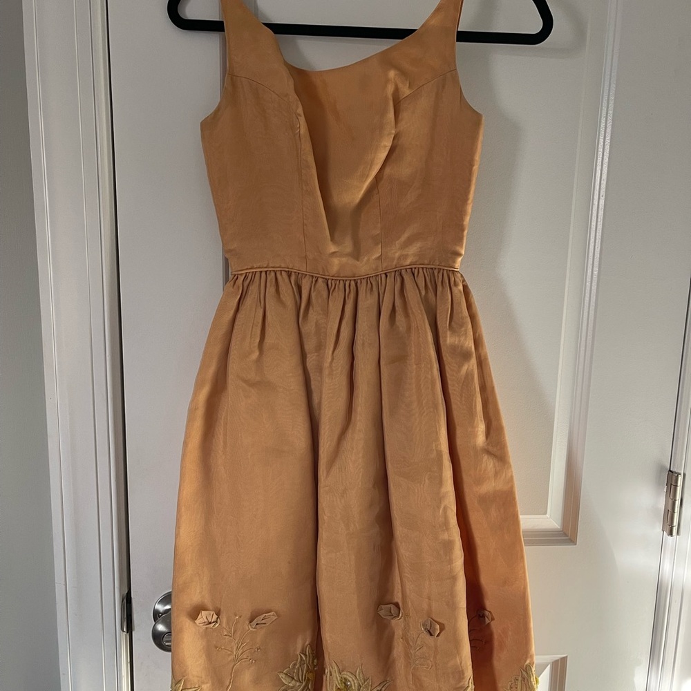 Vintage 1950s Gold Silk Dress XS